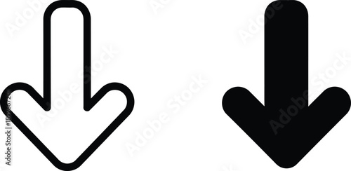 Black and White Down Arrow Icons