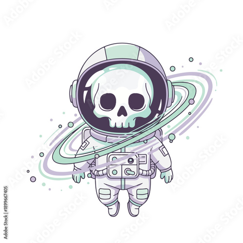 Astronaut Skull Floating in a Pastel Cosmic Swirl