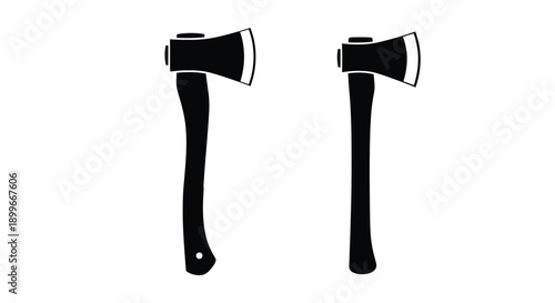 Two black silhouette axes displayed against a plain white background