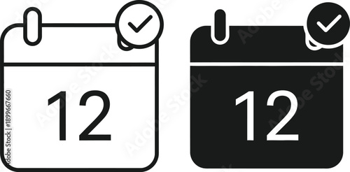 Calendar icons with checkmarks on 12th day