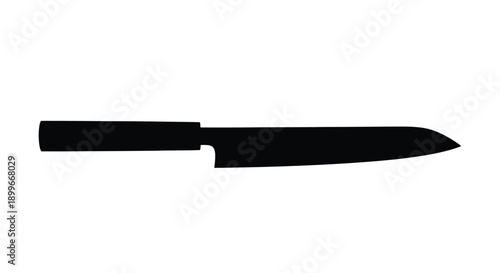 A silhouette of a chef s knife against a plain white background