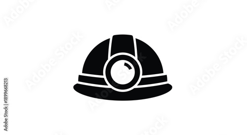 Simple black silhouette of a vintage diving helmet on a white background