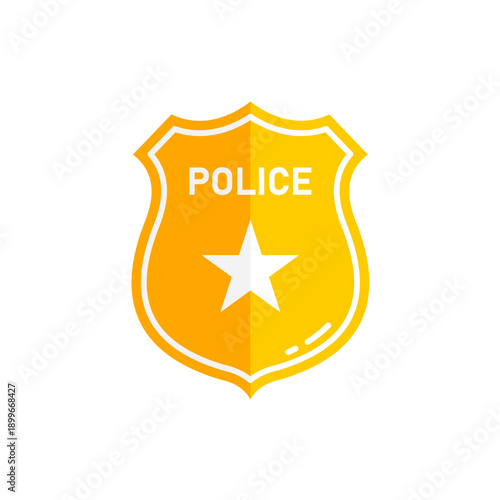 Yellow police badge - vector icon