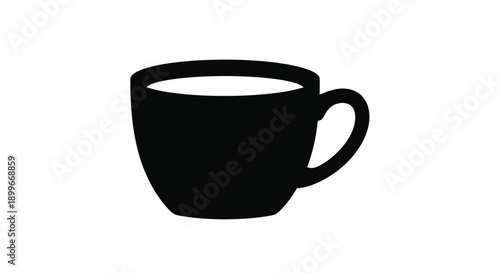 Simple black silhouette of a coffee or tea cup with a handle