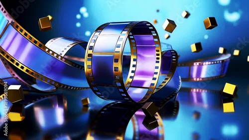 Wallpaper Mural A film strip with cubes flying out of it Torontodigital.ca