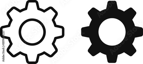 Gear icons in black and white