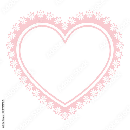Flower pink heart lace frame, tag, label