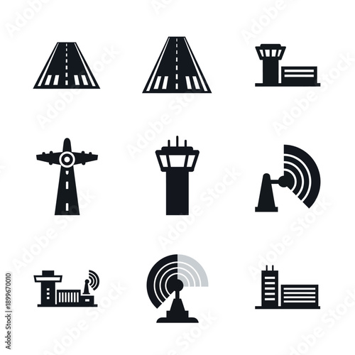 Airport and Aviation Icons Set.