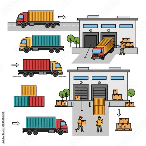 Logistics and Transportation Process at Warehouse Facility.