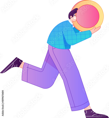 Professional sketch illustration of a figure holding a gold coin, depicting its body movements.
