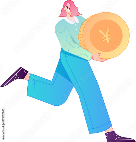 Professional sketch illustration of a figure holding a gold coin, depicting its body movements.
