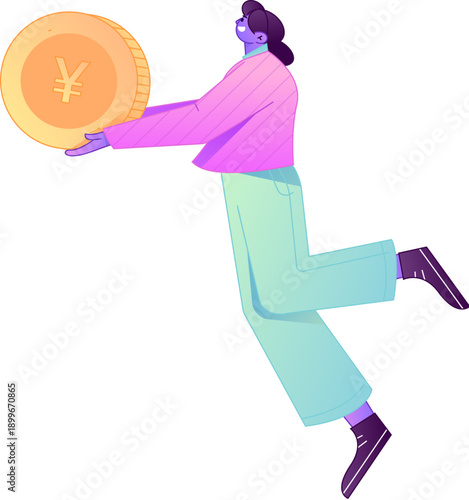 Professional sketch illustration of a figure holding a gold coin, depicting its body movements.

