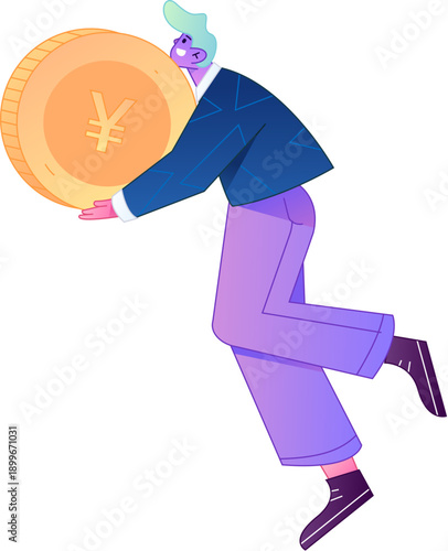 Professional sketch illustration of a figure holding a gold coin, depicting its body movements.
