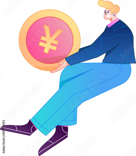 Professional sketch illustration of a figure holding a gold coin, depicting its body movements.
