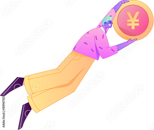 Professional sketch illustration of a figure holding a gold coin, depicting its body movements.
