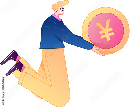 Professional sketch illustration of a figure holding a gold coin, depicting its body movements.
