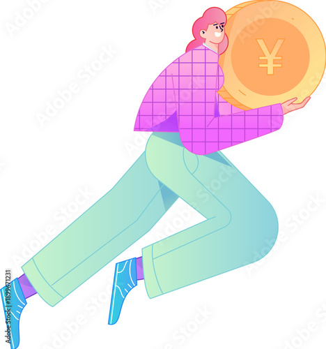 Professional sketch illustration of a figure holding a gold coin, depicting its body movements.
