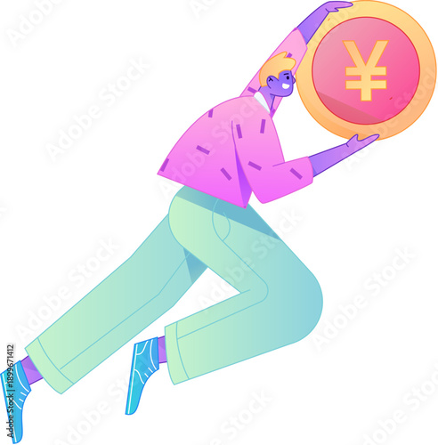Professional sketch illustration of a figure holding a gold coin, depicting its body movements.
