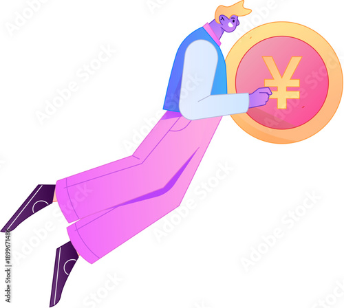 Professional sketch illustration of a figure holding a gold coin, depicting its body movements.
