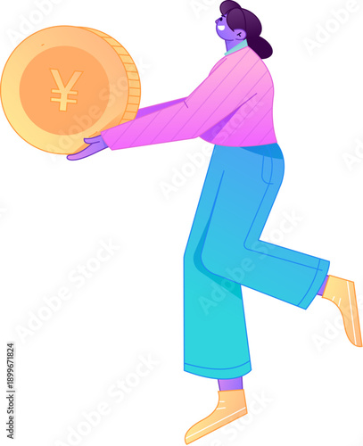 Professional sketch illustration of a figure holding a gold coin, depicting its body movements.
