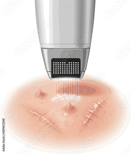 Isolated a realistic Acne scar laser treatment, 3D render vector art with white background..