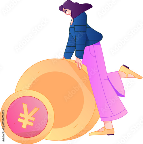 Professional sketch illustration of a figure holding a gold coin, depicting its body movements.
