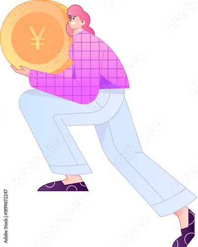 Professional sketch illustration of a figure holding a gold coin, depicting its body movements.
