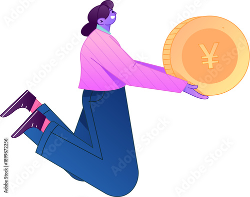 Professional sketch illustration of a figure holding a gold coin, depicting its body movements.
