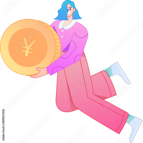 Professional sketch illustration of a figure holding a gold coin, depicting its body movements.
