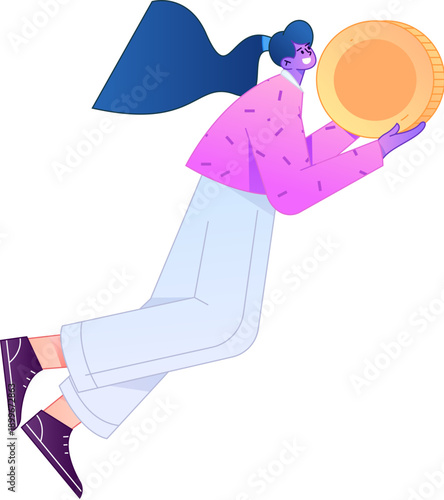 Professional sketch illustration of a figure holding a gold coin, depicting its body movements.
