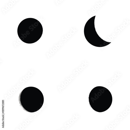Moon Phase Symbols Black Vector Illustration