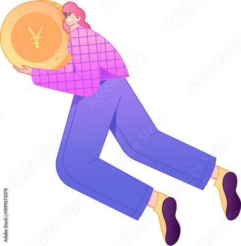 Professional sketch illustration of a figure holding a gold coin, depicting its body movements.

