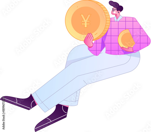 Professional sketch illustration of a figure holding a gold coin, depicting its body movements.
