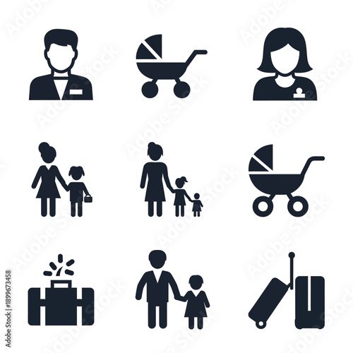 Collection of Family and Travel Icons.