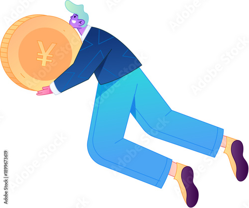Professional sketch illustration of a figure holding a gold coin, depicting its body movements.
