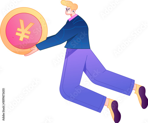 Professional sketch illustration of a figure holding a gold coin, depicting its body movements.
