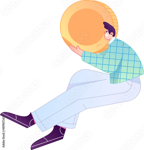 Professional sketch illustration of a figure holding a gold coin, depicting its body movements.
