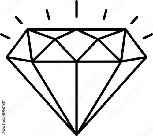 Sparkling diamond jewel jewelry vector silhouette black and white cricut design, luxury gemstone crystal icon isolated on white background