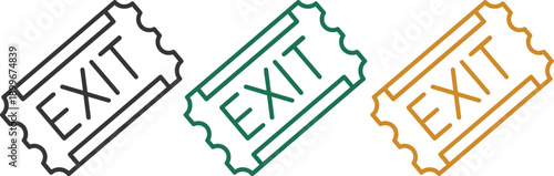 Exit icon set collection group with emergency direction signs, arrow symbols, running man pictogram, safety evacuation signage design isolated on white background vector.