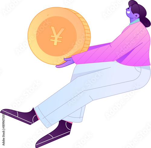 Professional sketch illustration of a figure holding a gold coin, depicting its body movements.
