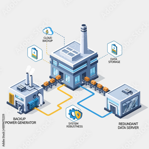 Industrial Facility with Backup Power and Data Redundancy Systems.