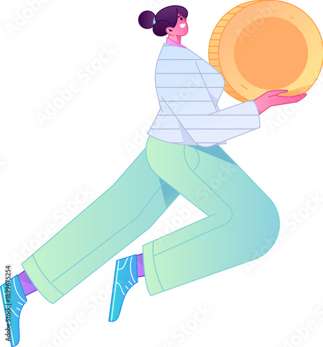 Professional sketch illustration of a figure holding a gold coin, depicting its body movements.
