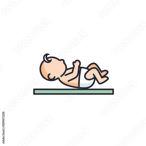 Newborn Baby Lying on Change Mat