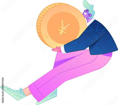 Professional sketch illustration of a figure holding a gold coin, depicting its body movements.
