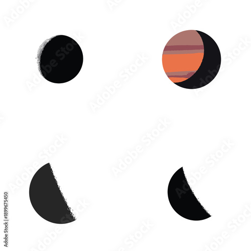 Moon Phases Simple Flat Design Vector Illustration