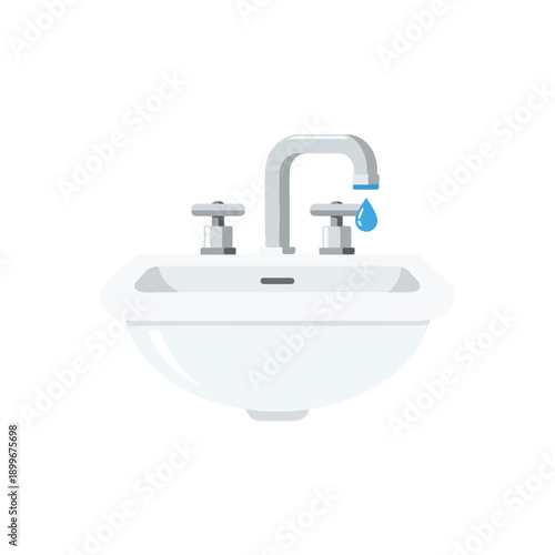 Bathroom Sink with Tap and Droplet