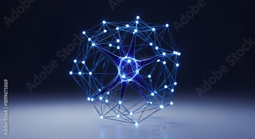 Futuristic Abstract AI Network with Digital Neural Structure