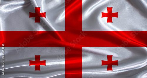 Quadro su tela Georgia flag with cloth textured background