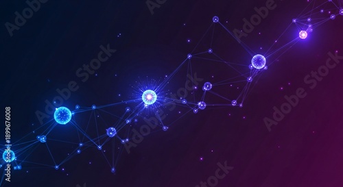 Abstract Artificial Intelligence Network with Glowing Neural Connections