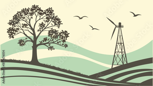 Abstract Wind Energy Nature Vector